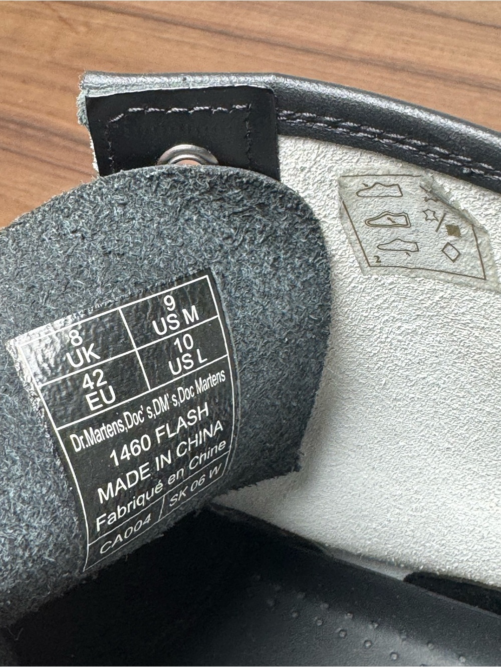 Dr. Martens Black Leather High-Top Boots with Light Gray Lining - Picture 8 of 8